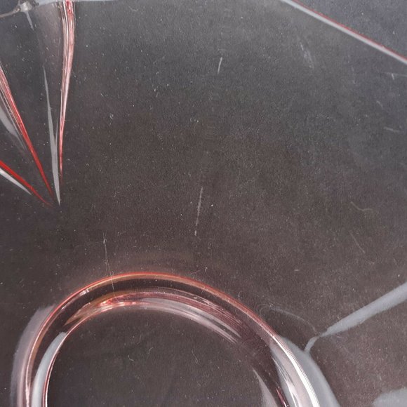 Vintage Depression Era Pink Glass Double Handle Serving Plate Tray - Picture 11 of 12